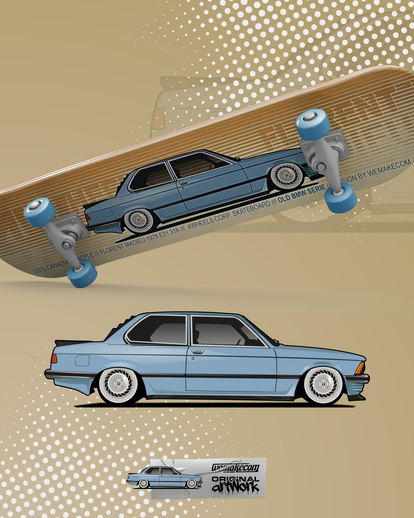 Planche de skate avec illustration personnalisée