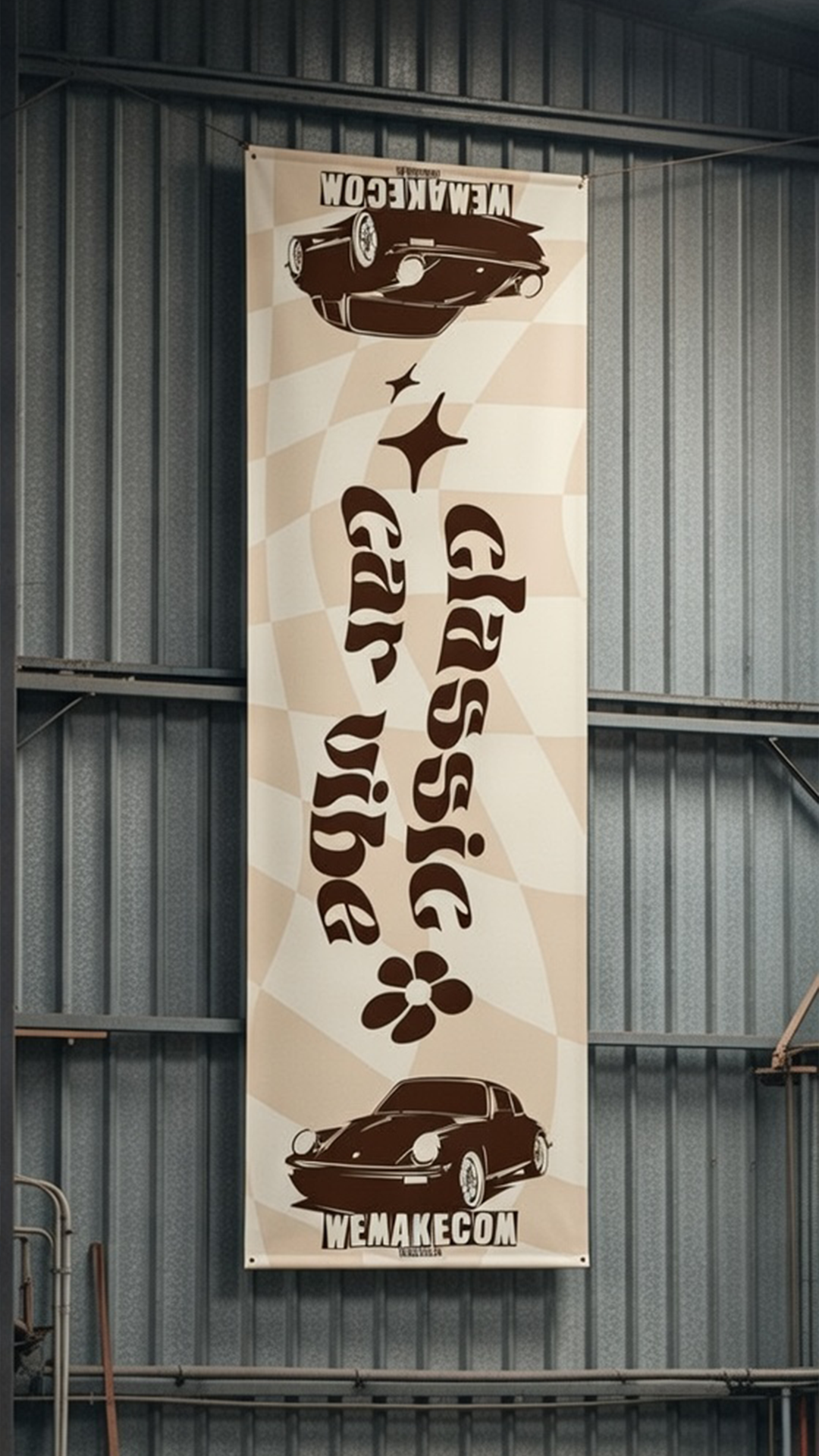 bannière garage porsche 911 classic drapeau banner decoration