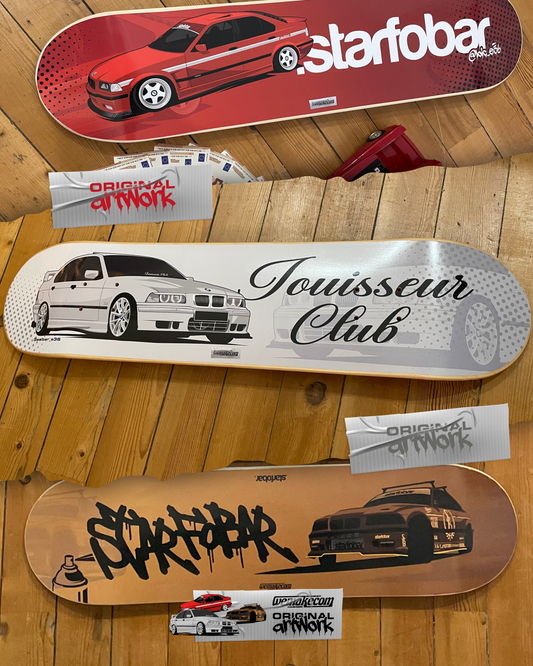 bmw e36 custom skate deck illustration planche de skate skate vierge dessin