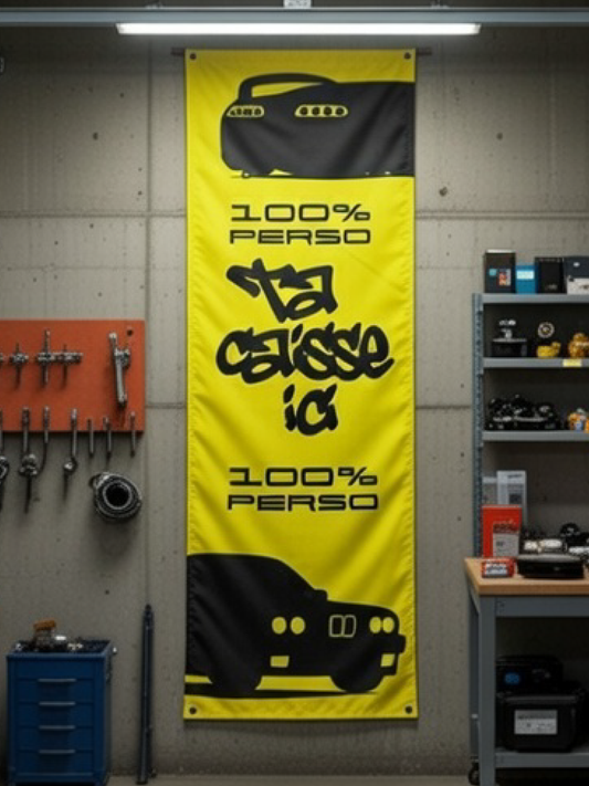 drapeau banderole garage voiture personnalisé