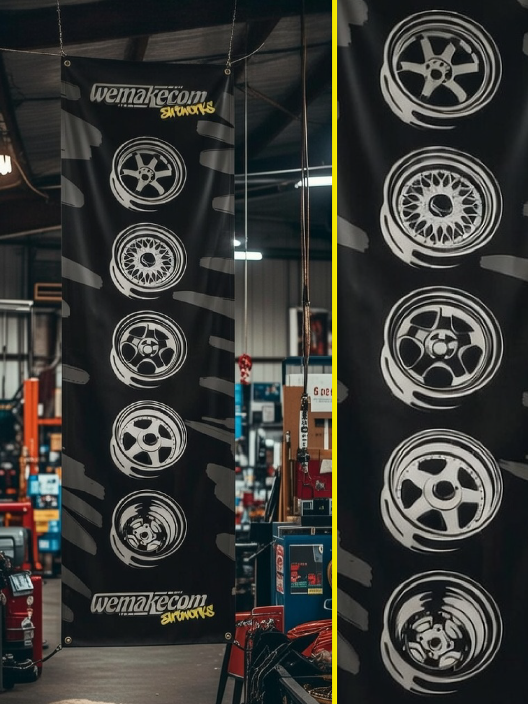 drapeau garage décoration jante wheels work rays OZ BBS